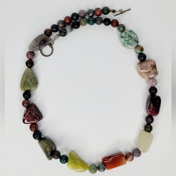 Multicolor Chunky Glass Stone 25" Beaded Toggle Fastener Necklace - Picture 6 of 8